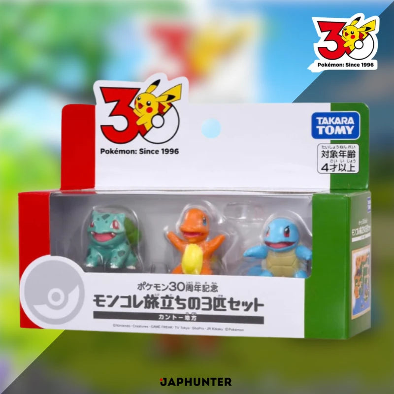 Pokémon 30th Anniversary – Moncolle Starter Trio Figure Set by Takara Tomy (Japan Exclusive)