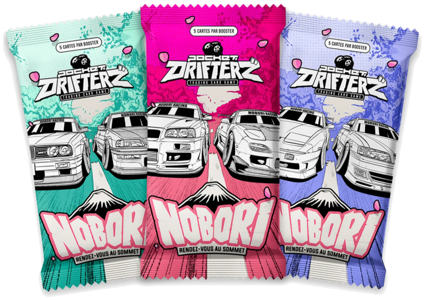 Pocket Drifterz Season 2 NOBORI boosters in mint, pink and lavender