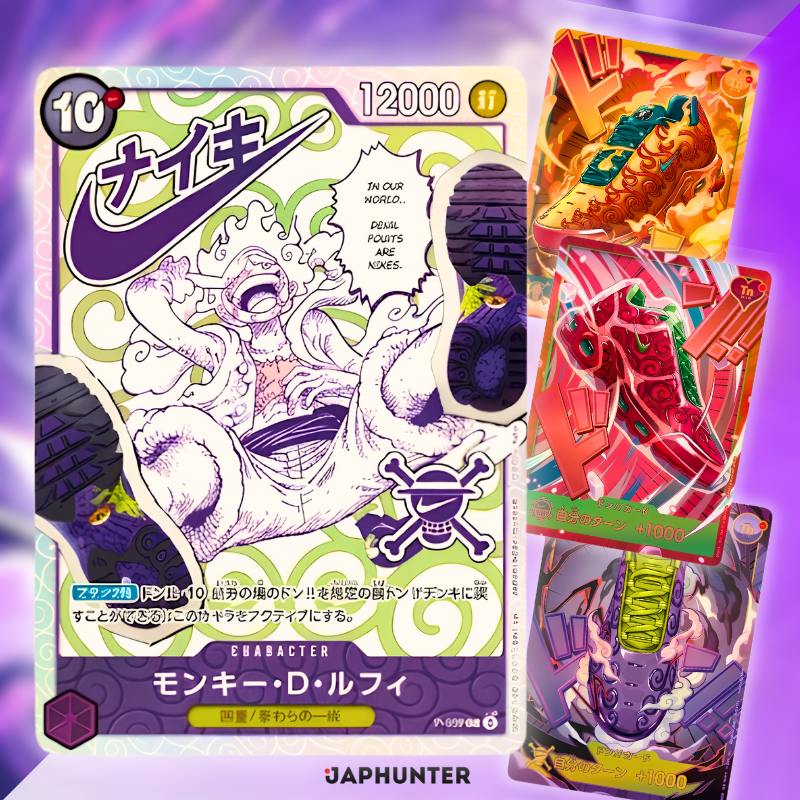 Nike × One Piece Premium Card Collection with Luffy P-099 and Devil Fruit DON cards