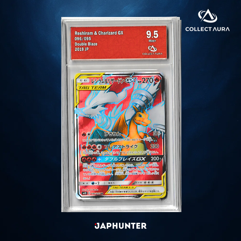 Reshiram & Charizard GX 096/095 – Double Blaze (2019 JP) – CollectAura Graded 9.5 (Mint+)