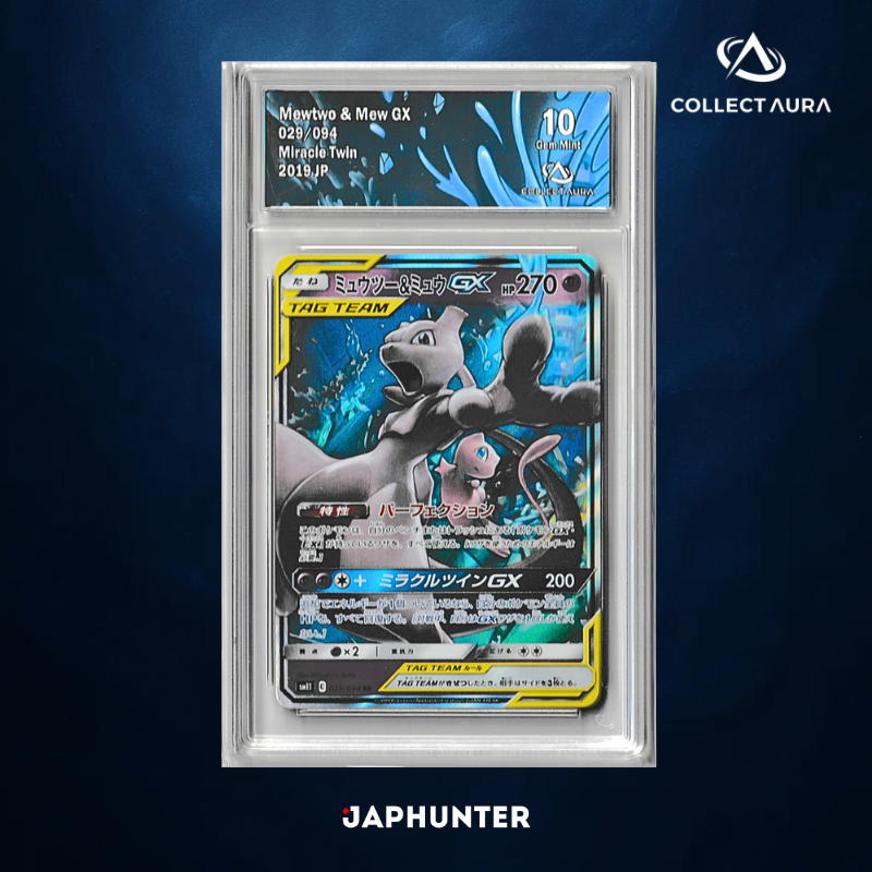 Mewtwo & Mew GX 029/094 – Miracle Twin (2019 JP) – CollectAura Graded 10 Gem Mint