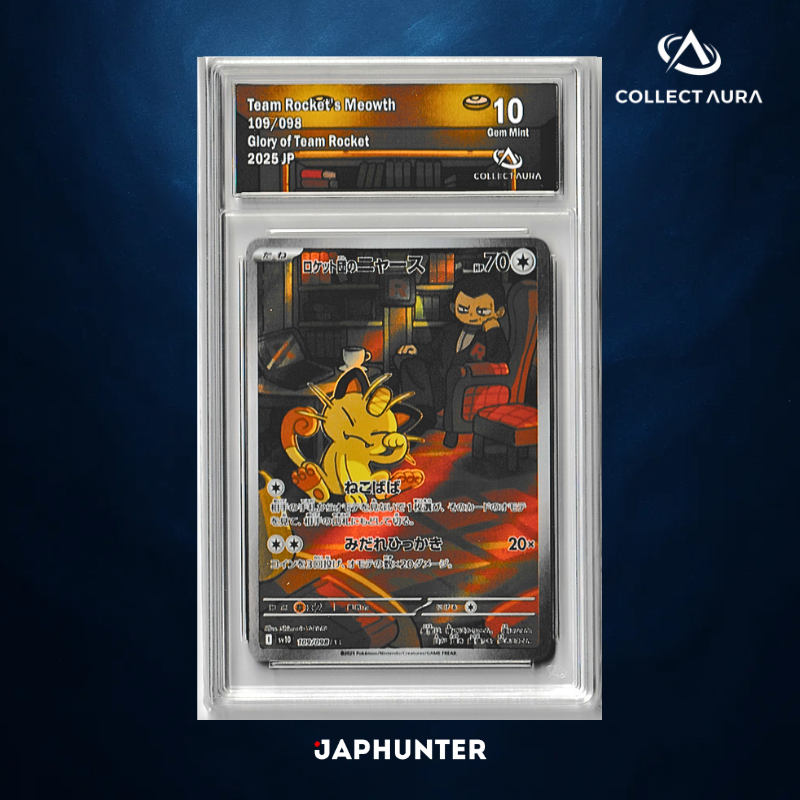 Team Rocket’s Meowth 109/098 – Glory of Team Rocket (2025 JP) – CollectAura Graded 10 Gem Mint