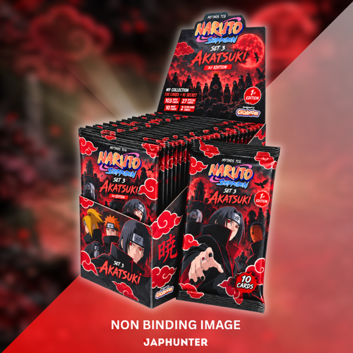 Naruto Mythos TCG – Set 3 Akatsuki Shippuden 1st Edition Flowpack Display