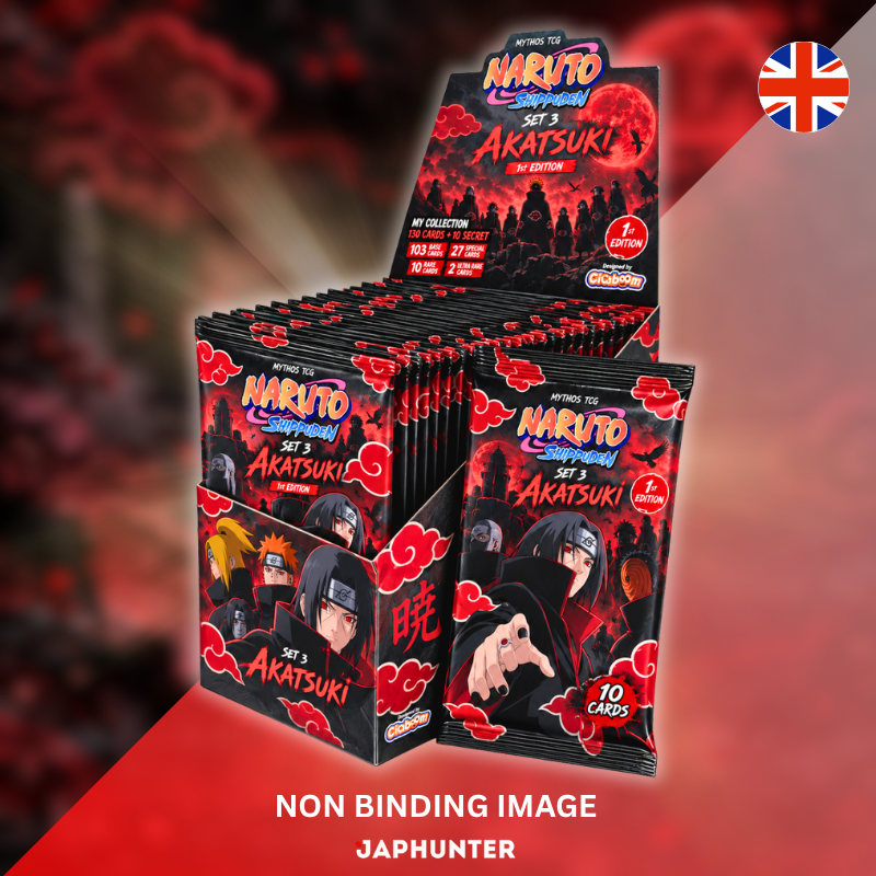 Naruto Mythos TCG – Set 3 Akatsuki Shippuden 1st Edition Flowpack Display