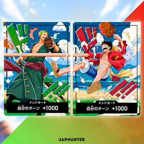 One Piece World Unification Commemorative DON!! Card | Luffy & Zoro Set | 2 Cards | Japanese Edition