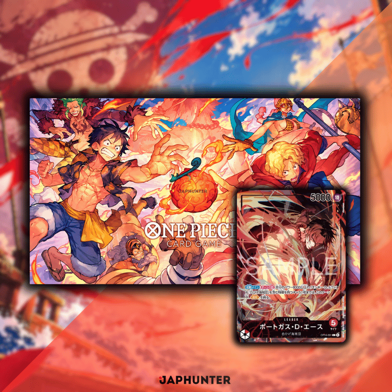 One Piece Official Playmat & Card Set Flame-Flame Fruit Coliseum Edition + Ace OP16-001 Promo | Japanese Edition