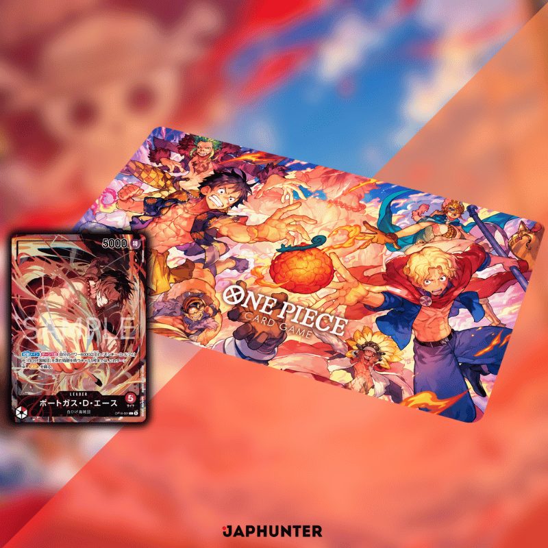 One Piece Official Playmat & Card Set Flame-Flame Fruit Coliseum Edition + Ace OP16-001 Promo | Japanese Edition
