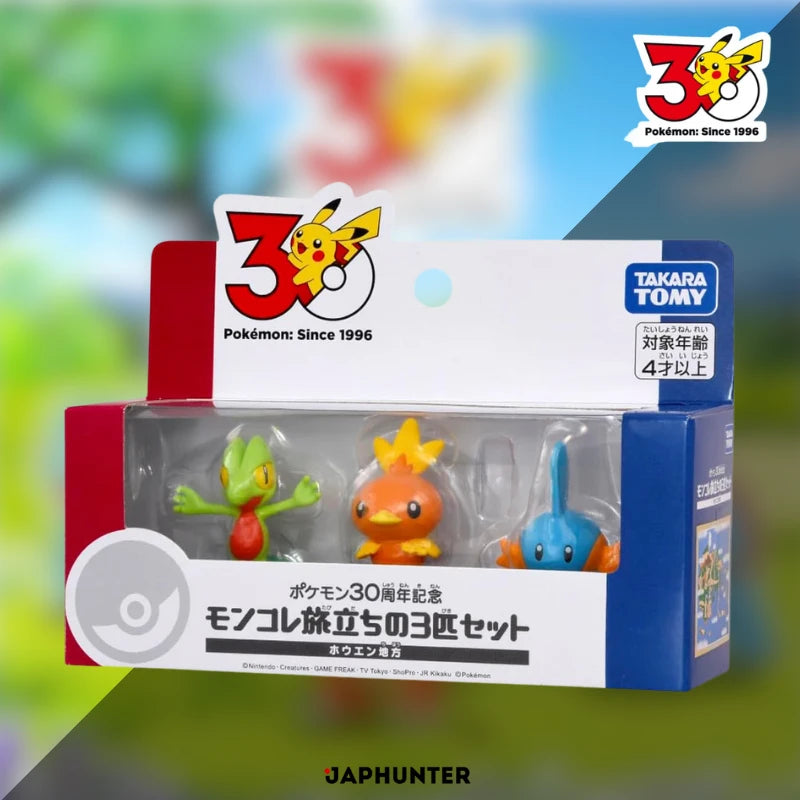 Coffret de figurines Pokémon 30e anniversaire – Moncolle Starter Trio par Takara Tomy (Exclusivité Japon)