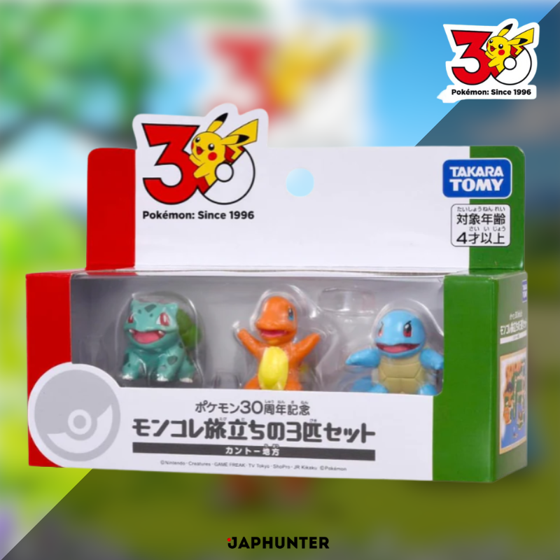 Pokémon 30th Anniversary – Moncolle Starter Trio Figure Set by Takara Tomy (Japan Exclusive)