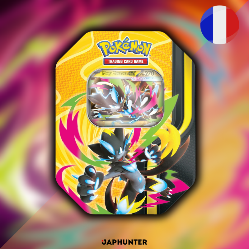 Pokémon TCG Mega Forces Tin (FR) – Mega Dragonite ex, Mega Zeraora ex & Mega Darkrai ex