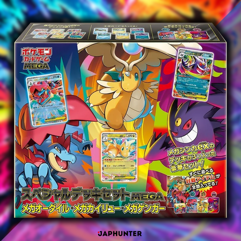 Pokémon MEGA – Special Deck Set MEGA | Méga-Aligatueur ex, Méga-Dracolosse ex & Méga-Ectoplasma ex | Édition japonaise