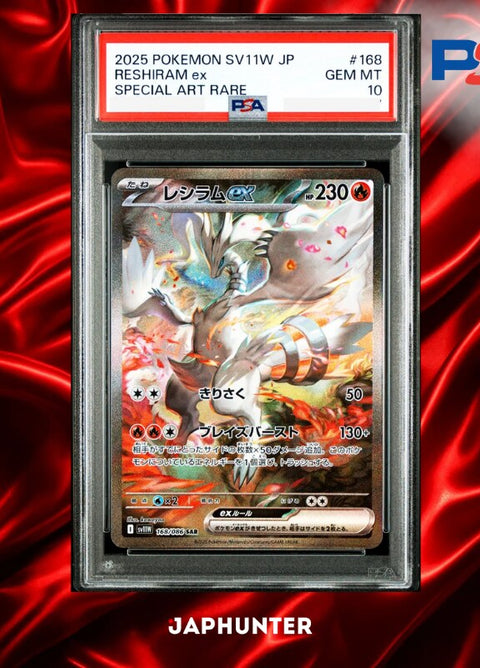 PSA 10 Reshiram ex SAR #168/086 White Flare Japanese SV11W graded card